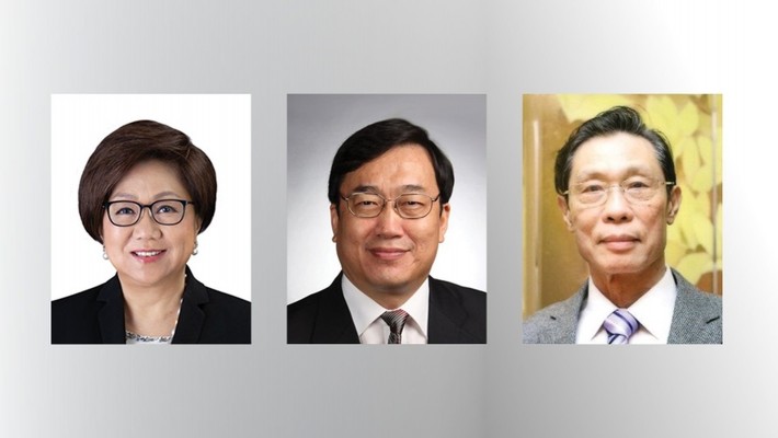 The Hong Kong Polytechnic University will confer honorary doctorates upon (from left) Mrs Laura Cha, GBM, GBS, JP, Professor Xu Ningsheng and Professor Zhong Nanshan.