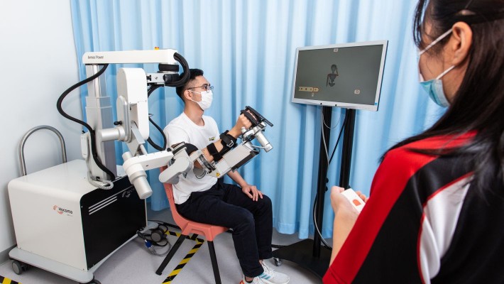 Rehabilitation robot - exoskeleton upper-limb robot for training hemiparetic arm for patients after stroke.