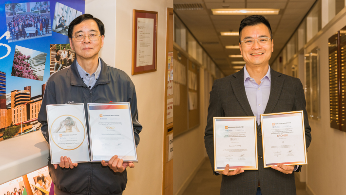 Teams respectively led by Prof. Daniel Shek (left) and Dr Fridolin Ting received one Gold, one Silver and one Bronze award at QS Reimagine Education 2021.