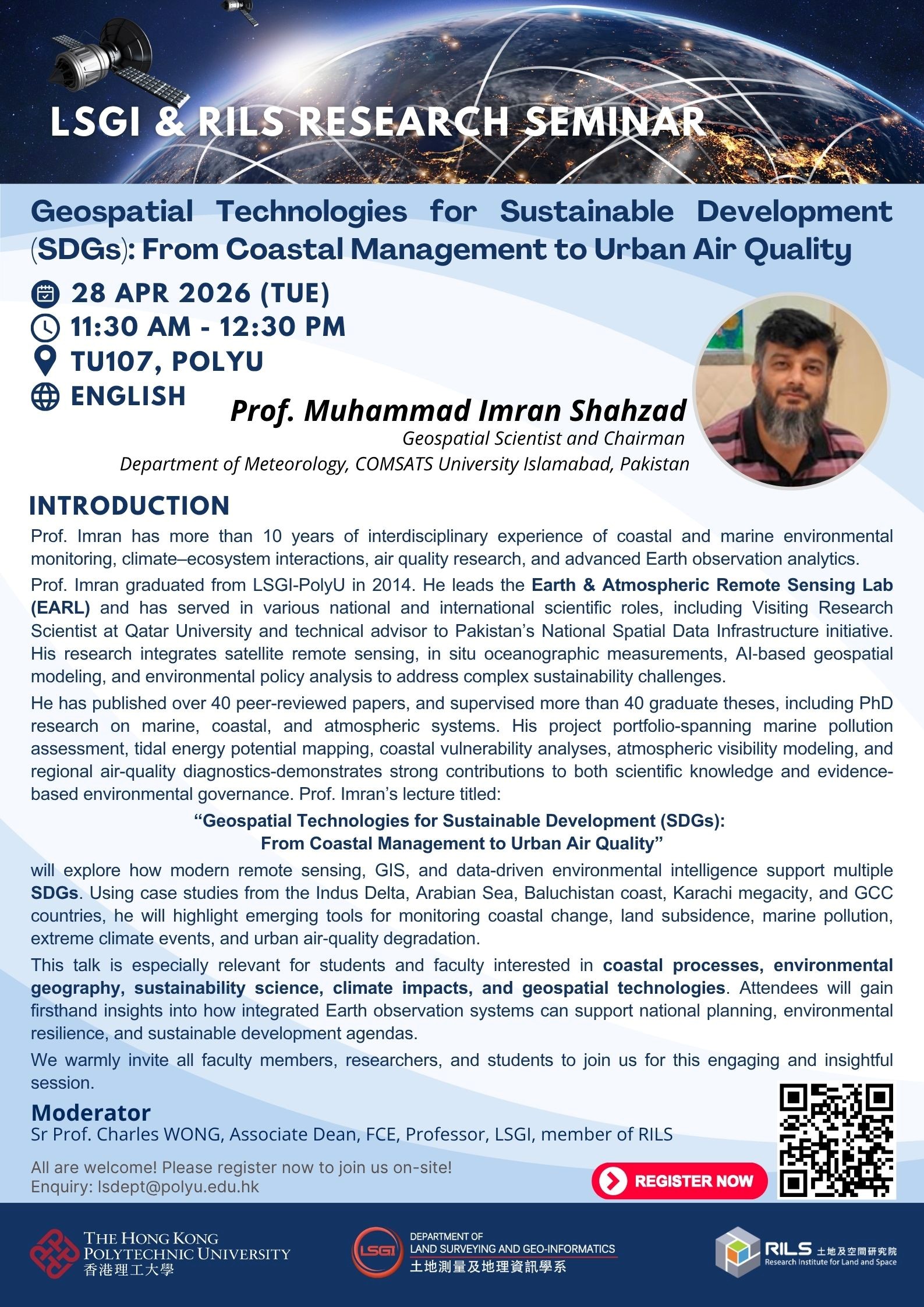Poster of LSGI  RILS Research Seminar by Prof Muhammad Imran Shahzad on 28 Apr