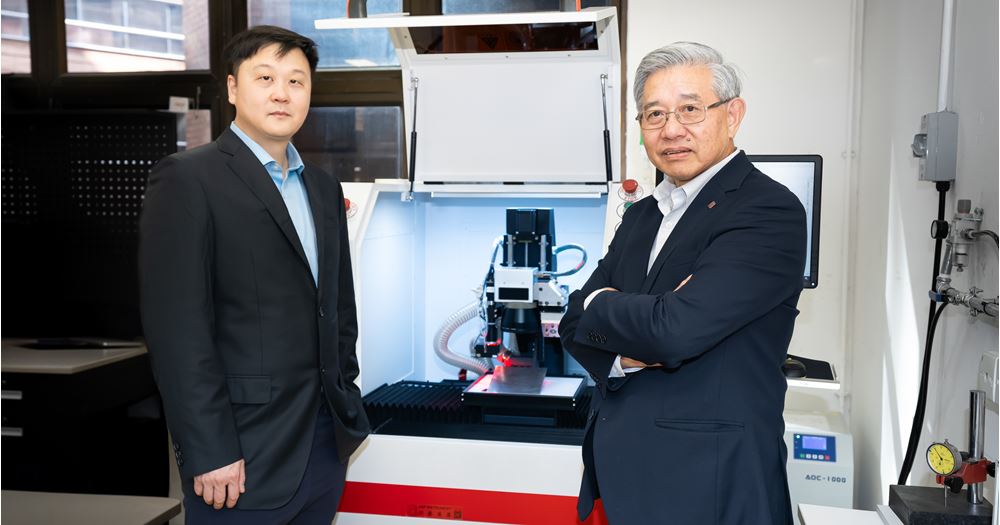 理大科研团队成功研发第三代智慧原位熔池精控技术「IntraSpect™」，为高端精密制造领域带来突破性创新。该研究项目由理大工程学院院长、郑翼之制造工程学讲座教授及材料工程讲座教授文効忠教授（右）及工业及系统工程学系助理教授温燮文教授（左）领导。