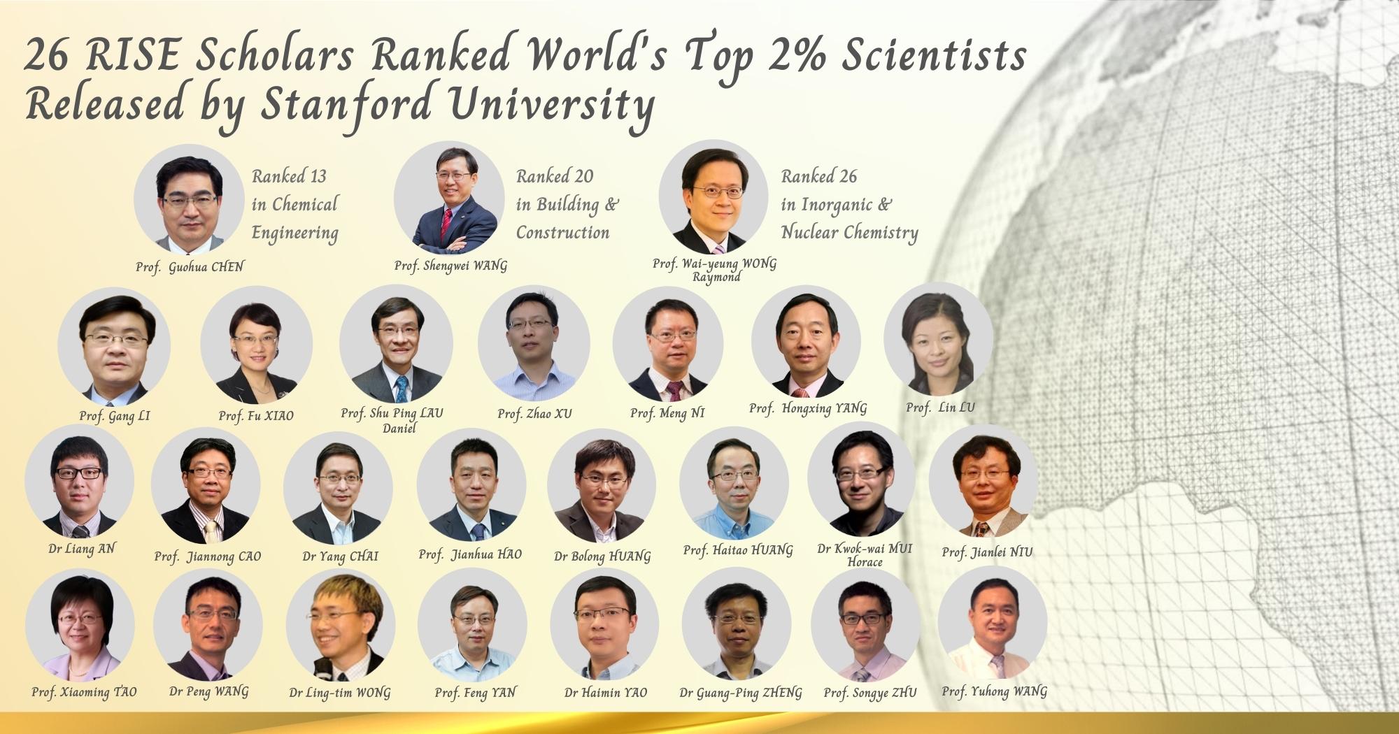 26 RISE Scholars Ranked World’s Top 2% Scientists Released by Stanford ...