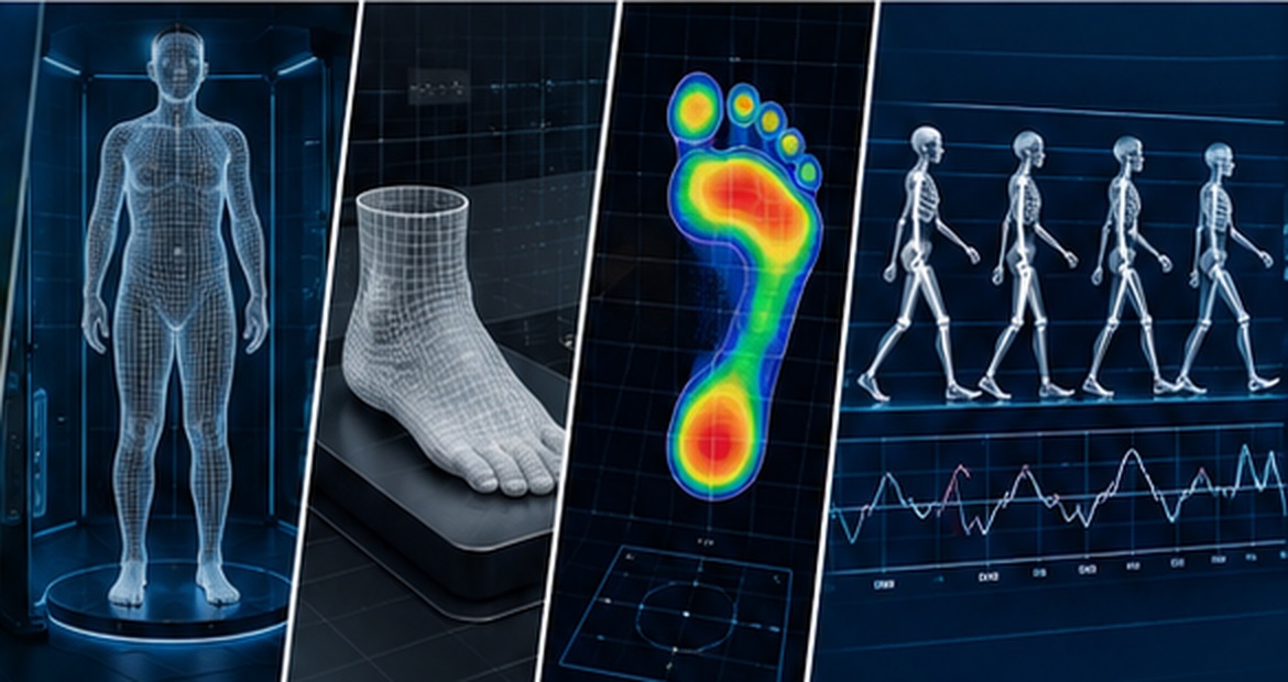 3D body scan, foot scan, plantar pressure and gait analysis