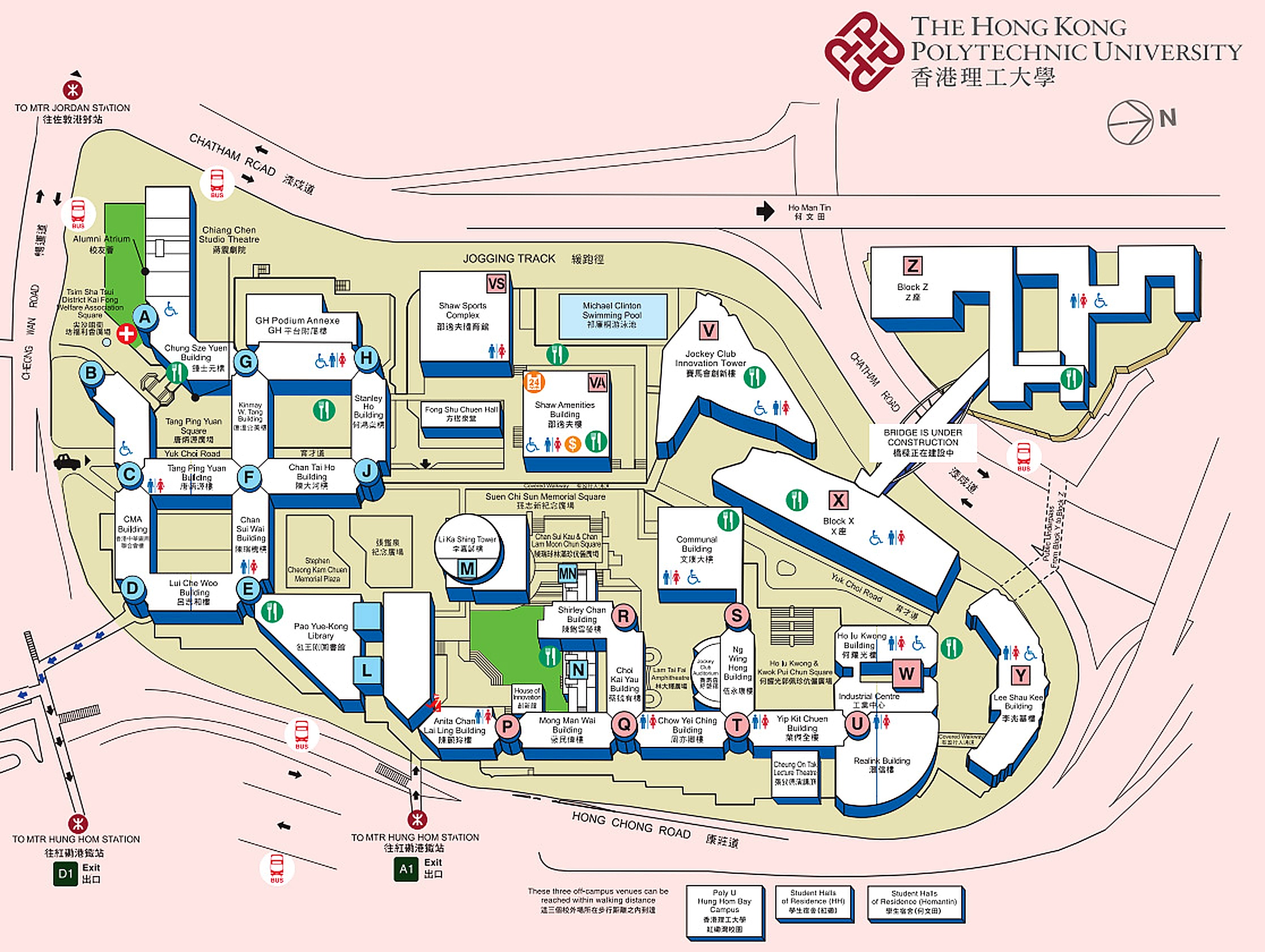 Campus map of The Hong Kong Polytechnic University