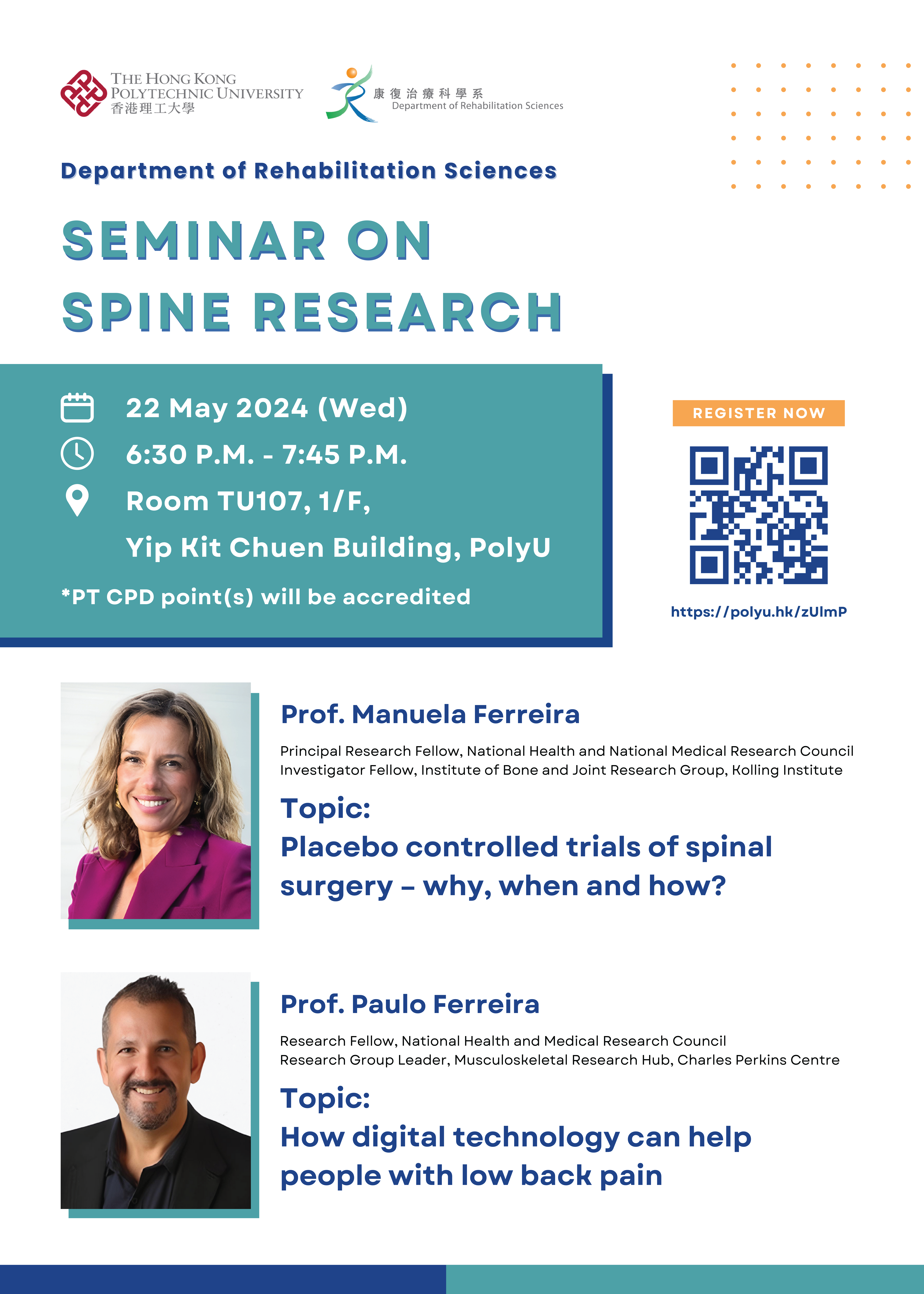 RS Seminar on Spine Research Poster 22 May 2024