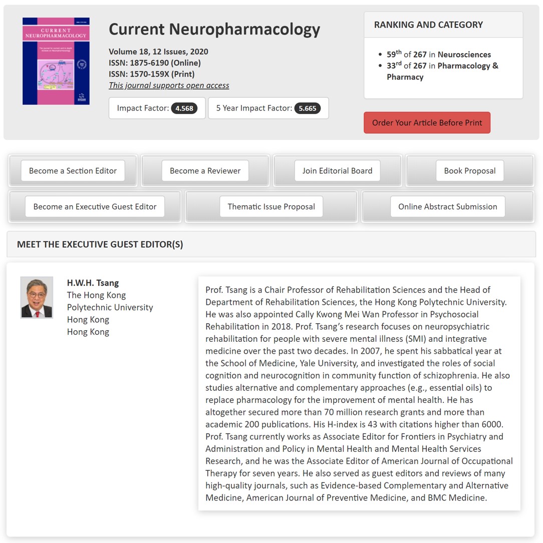 Prof Tsang Current Neuropharmacology