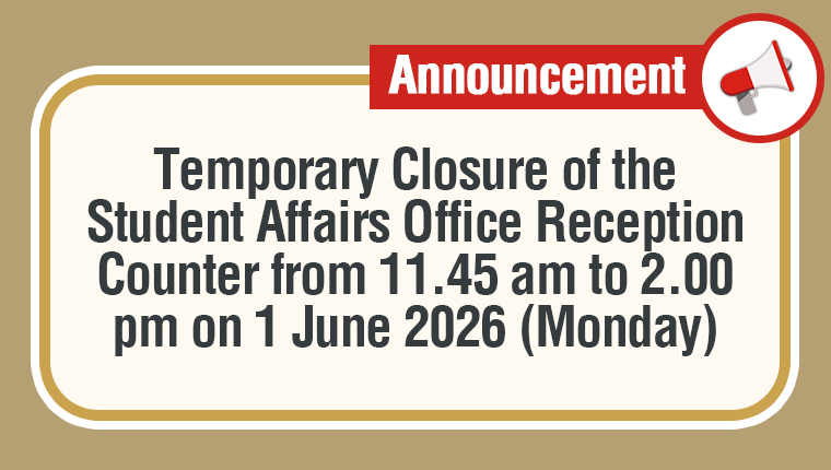 Temporary Closure of the Student Affairs Office Reception Counter