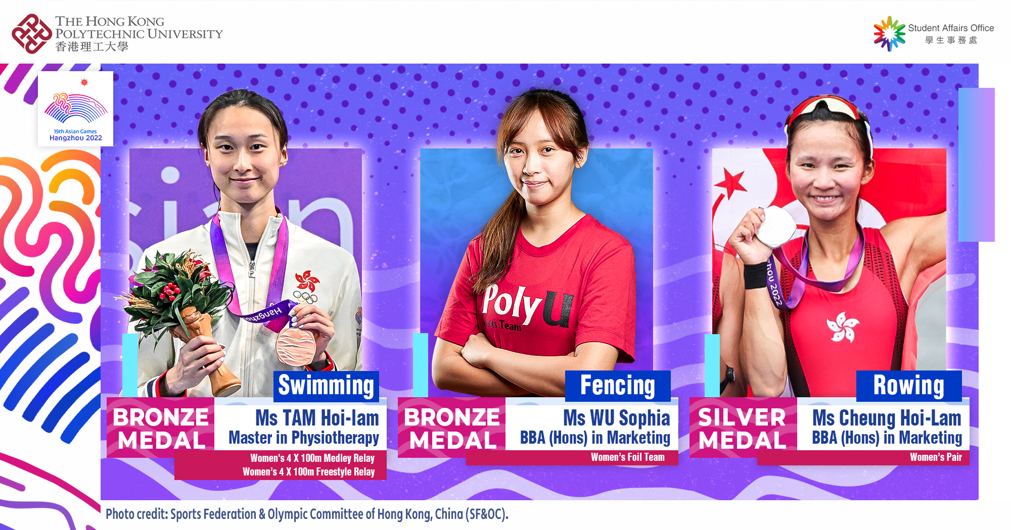 PolyU students and alumni bags 4 medals at Asian Games