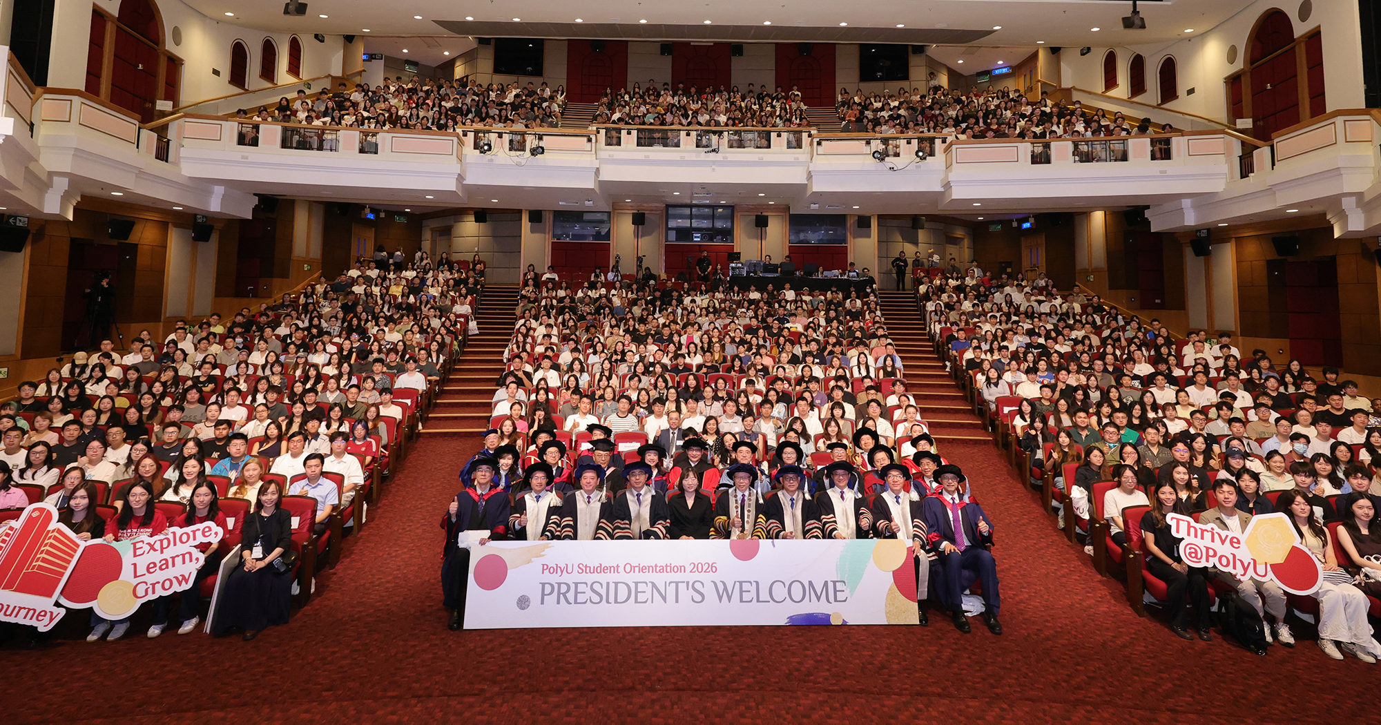 The PolyU Student Orientation 2026 kicked off with over 2,500 freshmen attending the President’s Welcome on 28 August 2026.