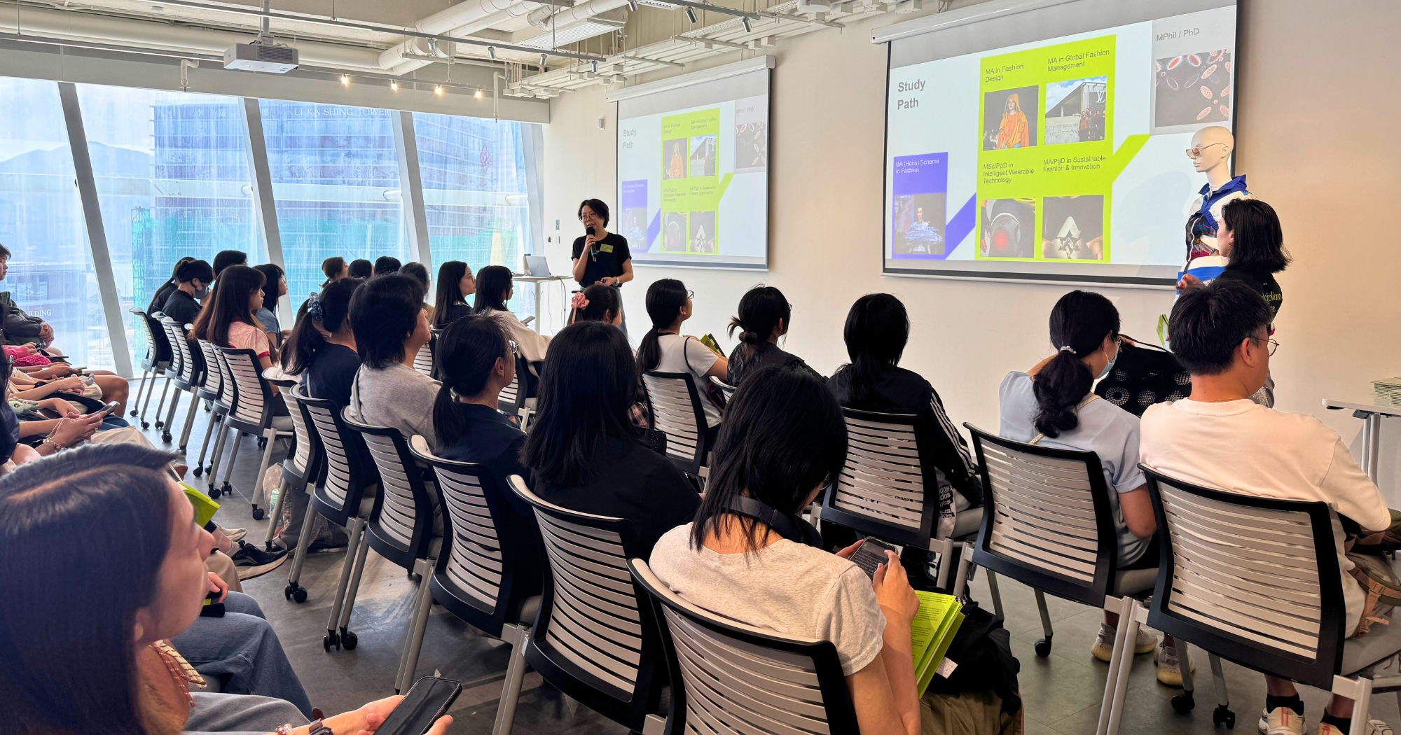 Programme Leader Dr Carrie Wong provides programme talks to secondary school students and their parents.