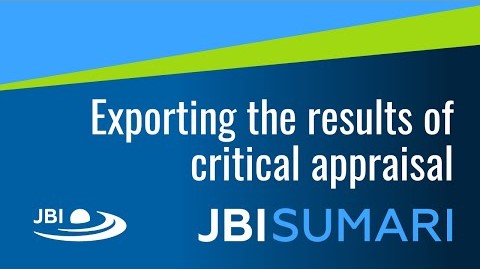 Exporting the results of critical appraisal