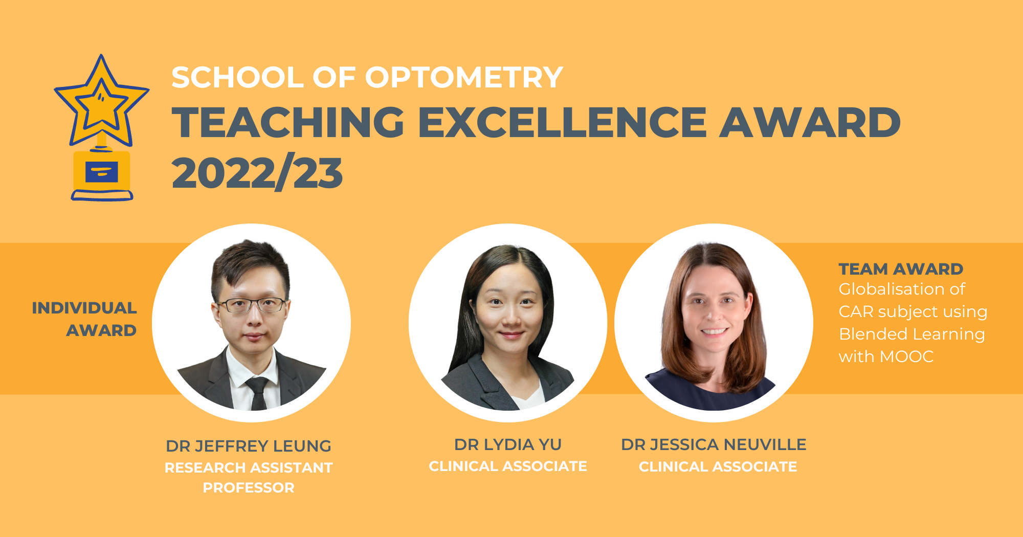 School of Optometry Teaching Excellence Award 2022/23 School of Optometry