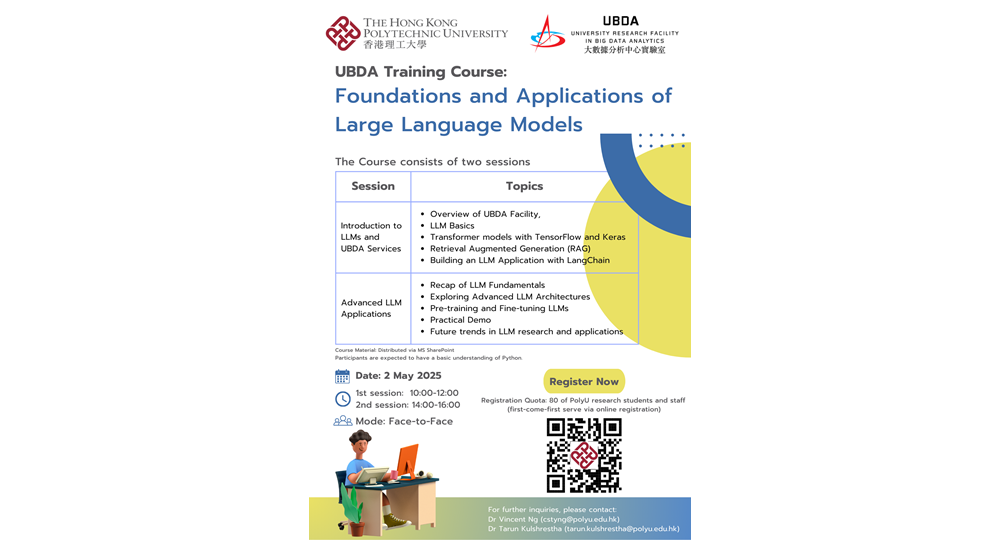 Poster_UBDA Training Course_Foundations and Applications of Large Language Models_2 May